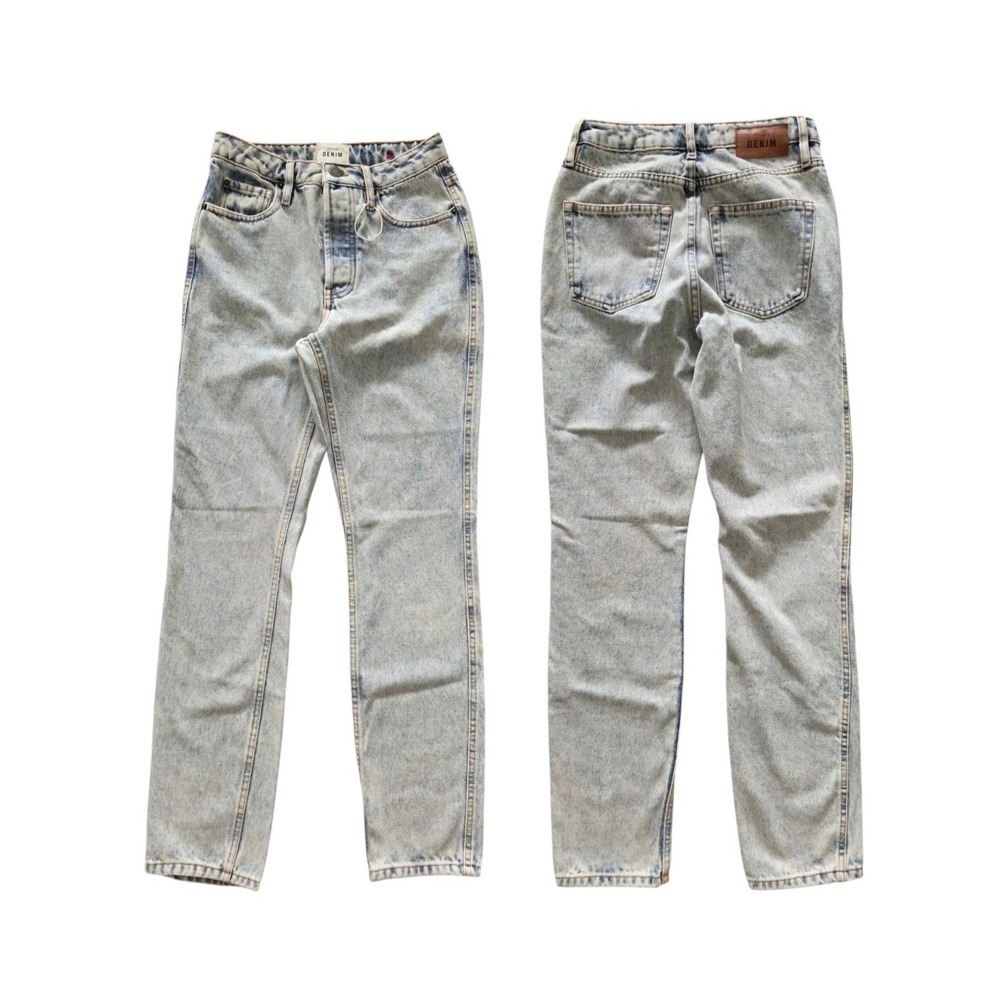 Sézane Brut Acid Wash High-rise Jeans 25 Organic Cotton‎ Button Fly Straight NEW